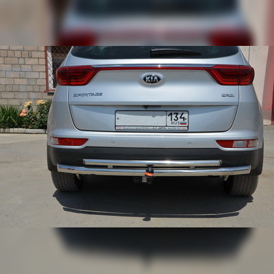 Защита заднего бампера двойная (диаметр трубы 60/42 мм) Kia Sportage 2015-2018