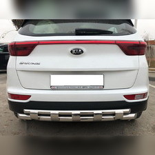 Защита заднего бампера двойная с перемычками Kia Sportage 2015-2018