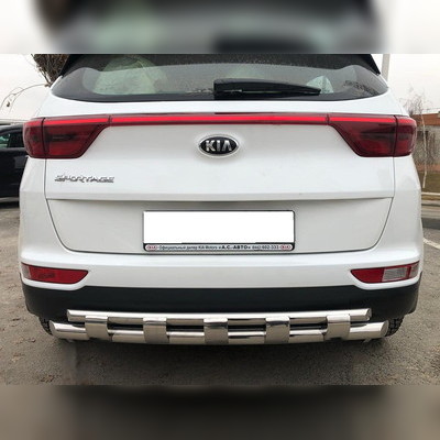 Защита заднего бампера двойная с перемычками Kia Sportage 2015-2018