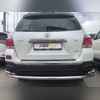 Защита заднего бампера угловая большая двойная Toyota Highlander 2010-2013