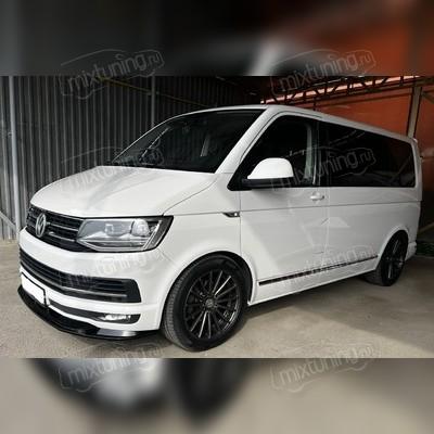 Сплиттер, диффузор, юбка переднего бампера с клыками Volkswagen T6 Multivan 2015-2019 (3 части)