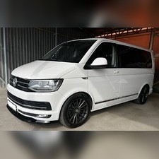 Сплиттер, диффузор, юбка переднего бампера с клыками Volkswagen T6 Multivan 2015-2019 (3 части)