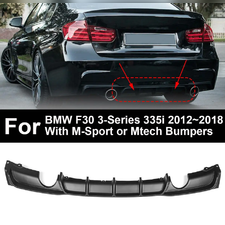 Диффузор заднего бампера BMW 3 "335i" под 2 одинарных глушителя (F30) 2012-2018 (чёрный глянец)