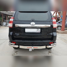 Защита заднего бампера угловая двойная под фаркоп Toyota Land Cruiser Prado 150 2013-2017