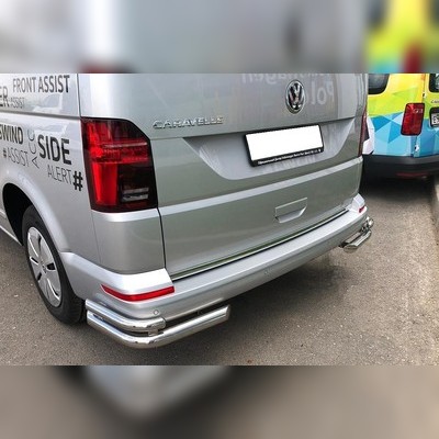 Защита заднего бампера угловая двойная Volkswagen T6 Transporter 2015-2019