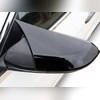 Накладки на зеркала Hyundai Veloster, для зеркал с повторителем (ABS, чёрный глянец)
