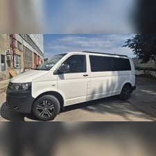 Рейлинги Volkswagen Multivan T6.1 интегрированные, короткая база (черные)