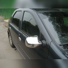 Накладки на зеркала Renault Sandero 2012-2020 с зеркалами без повторителей поворота (Нержавейка)