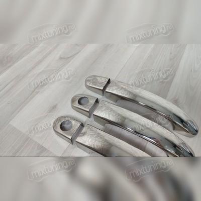 Накладки на дверные ручки Volkswagen T5 Multivan 2003-2015 (нержавеющая сталь) 2 отв. под ключ