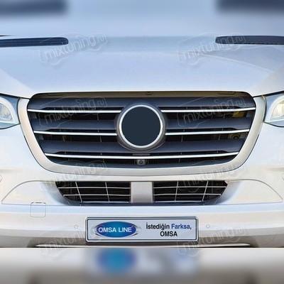 Накладки на решетку радиатора Mercedes Sprinter W907 (нерж.) 5 шт. узкая часть