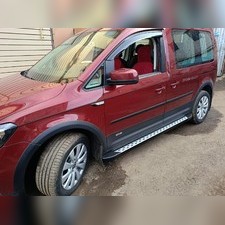 Пороги, подножки, ступени Volkswagen Caddy 2003-2020 (алюминий) "BMW стиль, серебристые"