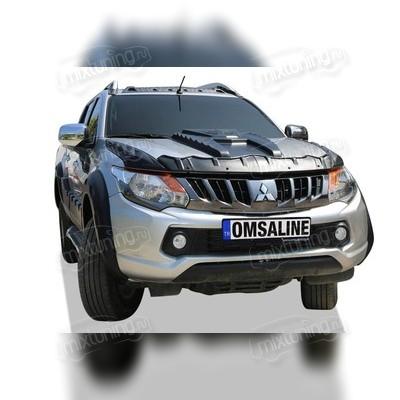 Дефлектор капота широкий, Mitsubishi L200 2015 - 2019, из 3-х часте (АБС пластик)