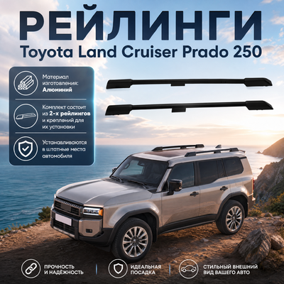 Рейлинги Toyota Land Cruiser Prado 250 (чёрные)