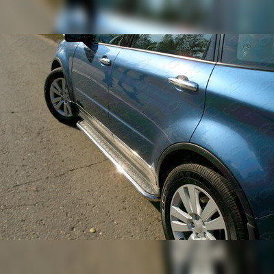 Пороги с площадкой (алюминиевый лист) 42,4 Subaru Tribeca 2008-2014
