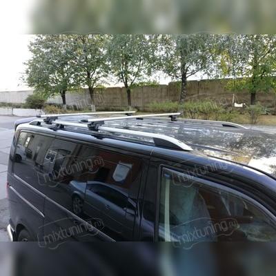 Рейлинги алюминиевые на Volkswagen T5 Caravelle 2003 - 2015 (короткая база, серебристые)