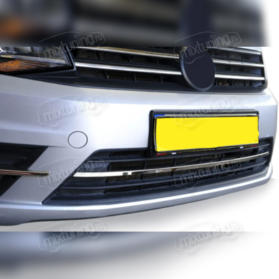 Накладки на решетку бампера Volkswagen Caddy 2015-2019 (нерж.) 3 шт