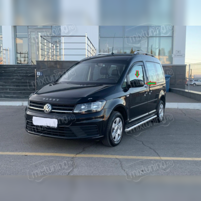 Накладки на зеркала Volkswagen Caddy 2015-2020 (ABS чёрный глянец)