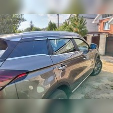 Дефлекторы окон с нержавеющим молдингом Geely Atlas I 2016-2023 (6 частей)