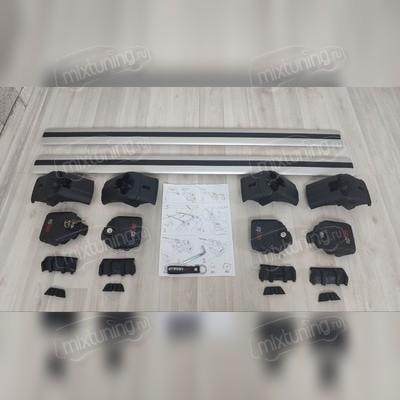 Багажник аэродинамический на интегрированные рейлинги Hyundai Palisade (серебро) с замком "Ace2"