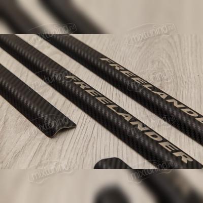 Накладки на внутренние пороги с логотипом модели, серия "Premium Carbon"