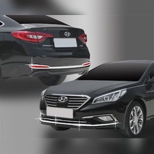 Накладки на бампера Hyundai Sonata LF 2014-2016 ( ABS хром)