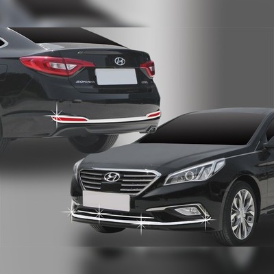 Накладки на бампера Hyundai Sonata LF 2014-2016 ( ABS хром)