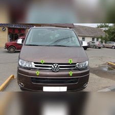 Накладки на решетку радиатора Volkswagen T5 Transporter 2010-2015 (нержавеющая сталь)