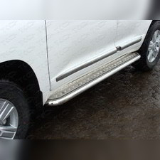 Пороги с площадкой 60,3 мм (алюминиевый лист) Toyota Land Cruiser 200 2012-2015
