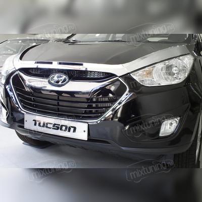 Дефлектор капота Hyundai ix35 2010-2015 ( ABS хром)