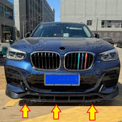 Сплиттер, диффузор, юбка переднего бампера BMW X3 G01 2018-2021 (4 части) чёрный