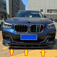 Сплиттер, диффузор, юбка переднего бампера BMW X3 G01 2018-2021 (4 части) чёрный