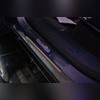 Накладки на пороги с названием модели автомобиля, серия "Premium" (нержавеющая сталь)