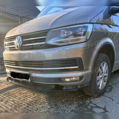 Сплиттер, диффузор, юбка переднего бампера Volkswagen T6 Multivan 2015-2019 (3 части) глянец