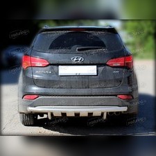 Защита заднего бампера (радиусная с дополнительной защитой) 60 мм Hyundai Santa Fe 2012-2015
