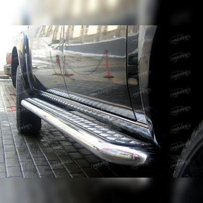 Пороги труба с алюминиевым листом 43 мм Nissan X-Trail 2000-2007