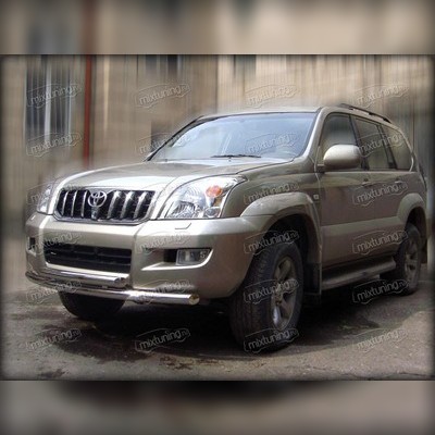 Дуга передняя по низу бампера (радиусная) 76 / 60 мм Toyota Land Cruiser Prado 120 2002-2009