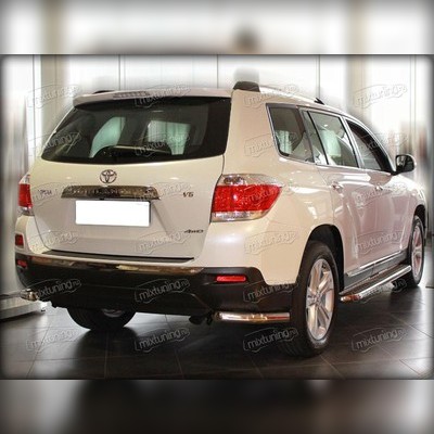Защита заднего бампера, уголки (одинарные) 60 мм Toyota Highlander 2010-2013
