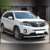 Дуга передняя по низу бампера (радиусная с подгибами) 60 мм Kia Sorento 2012-2020