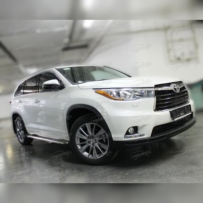 Пороги труба с алюминиевым листом 53 мм Toyota Highlander 2014-2016