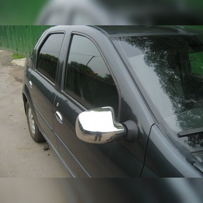 Накладки на зеркала Renault Sandero 2008 - 2012 (полированная нержавеющая сталь)