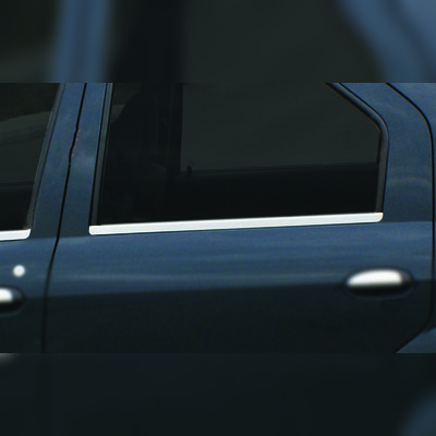 Нижние молдинги стекол (нержавеющая сталь) (седан) Renault Logan 2005-2013