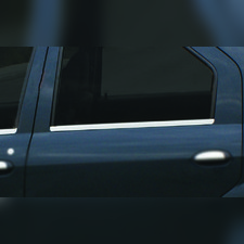 Нижние молдинги стекол (нержавеющая сталь) (седан) Renault Logan 2005-2013