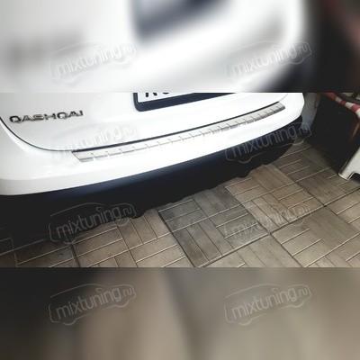 Накладка на задний бампер с загибом Nissan Qashqai 2014 - 2017 (сталь) Dubble