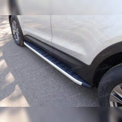 Пороги алюминиевые с пластиковой накладкой (1820 из 2-х мест) Hyundai Grand Santa Fe 2013-2016