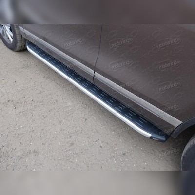 Пороги алюминиевые с пластиковой накладкой (1920 из 2-х мест) Volkswagen Touareg 2014-2018