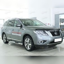Пороги труба с проступью и скосами 76 мм Nissan Pathfinder 4 2012-2017