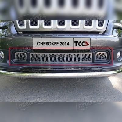 Накладка на решетку переднего бампера (лист) Jeep Cherokee 2014-нв