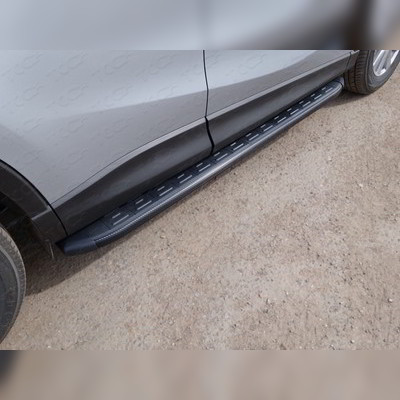 Пороги алюминиевые с пластиковой накладкой (под карбон) 1720 мм Mazda CX-5 2015-2016