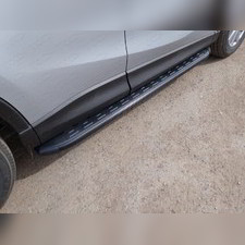 Пороги алюминиевые с пластиковой накладкой (под карбон) 1720 мм Mazda CX-5 2015-2016