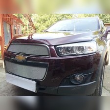 Защита радиатора верхняя и нижняя, Chevrolet Captiva 2011-2013 "Стандарт серебристая" Распродажа